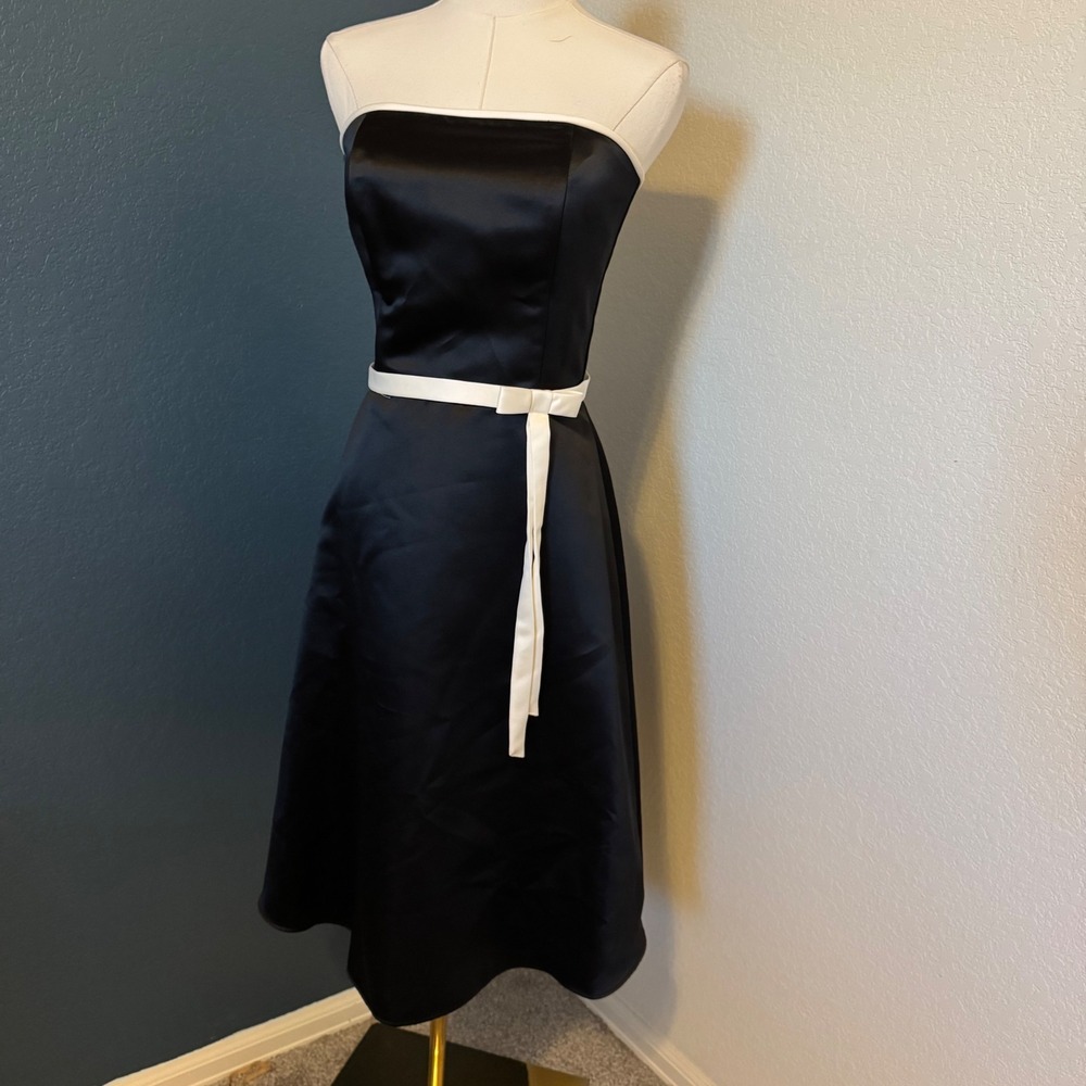 Vintage Coquette Satin Prom Scott McClintock Strapless Dress 6 Black White